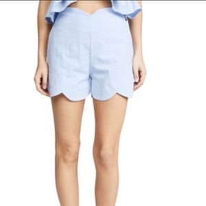 Baby blue moon river scalloped shorts